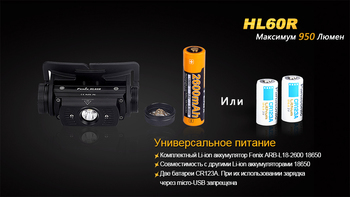 Фото Фонарь налобный Fenix HL60R Cree XM-L2 U2 Neutral White LED
