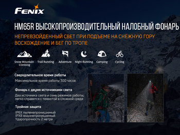 Фото Налобный фонарь Fenix HM65R + фонарь ручной Fenix E01 V2.0 в подарок
